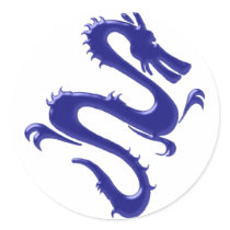 Drache blau blue dragon runde aufkleber