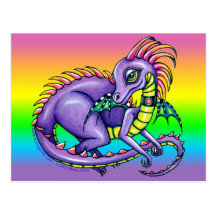 "Draco" Cute Baby Rainbow Dragon Postcard