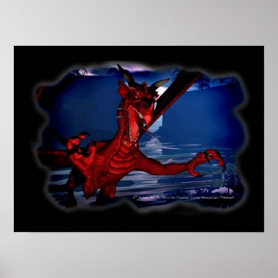 Dragon 3D Fantasy Art Poster by DragonCat