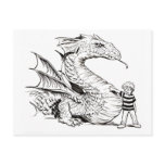 dragon and boy black and white postcards