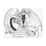 Dragon and Lady illustration Postcards
