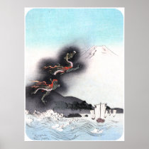 Dragon Ascending Mount Fuji Poster