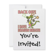 dragon breath funny cartoon female personalized invitations