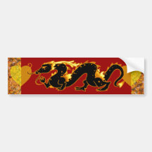 Dragon Dragon Black and Gold Bumper Stickers