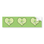 Dragon Fly in green gingham heart bumper stickers