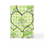 Dragon Fly in green gingham heart Card