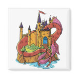 dragon guarding castle magnets