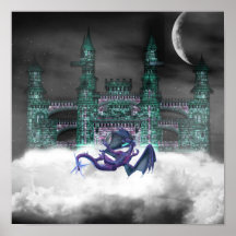 Dragon Guarding Castle  Posters