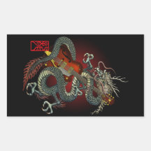 Dragon Guitar 01 長方形シール・ステッカー