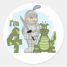 Dragon Knight 4th Birthday Round Stickers
