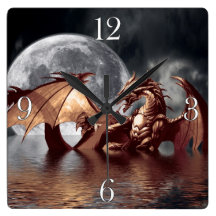 Dragon & Moon Fantasy Wall Clock
