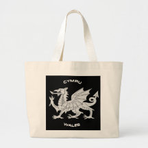 Dragon of Wales (Cymru)in Black and Grey Canvas Bags
