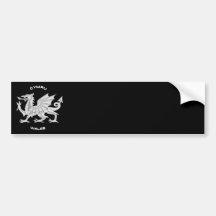Dragon of Wales (Cymru)in Black and Grey Bumper Stickers