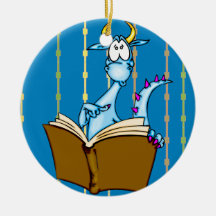 Dragon Reading Book Christmas Ornaments