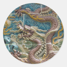 dragon tile round stickers