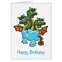 Dragon Triplets Hatching Birthday Card