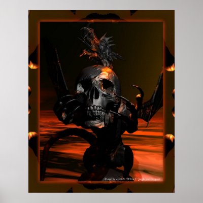 Dragon with Skull Poster by DragonCat