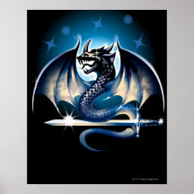 Dragon with sword posters