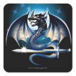 Dragon with sword square stickers