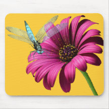 dragonfly and daisy mousepad
