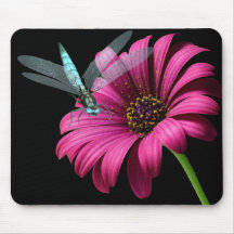 dragonfly and daisy mousepad