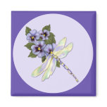 Dragonfly and Pansies magnets