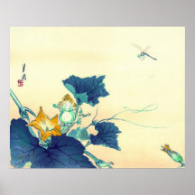 Dragonfly and Squash Blossoms 1890 Poster