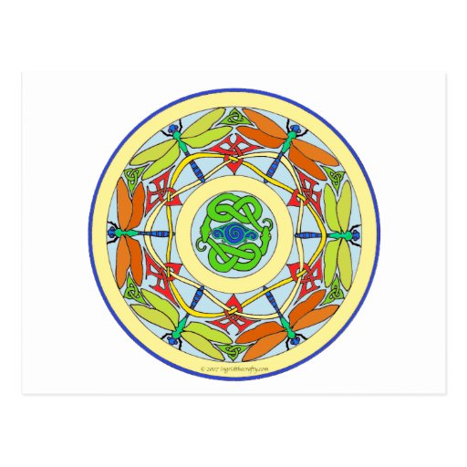 dragonfly circle post card