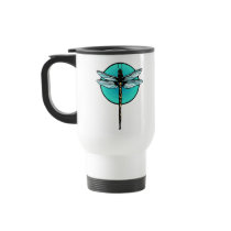 Dragonfly in Turquoise Circle Mugs