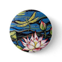 DRAGONFLY LOTUS PINBACK BUTTON