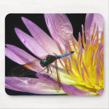 Dragonfly on Water Lily Mousepad