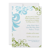 Dragonfly Swirls Watercolor Bridal Shower Invites
