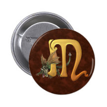 Dragonlore Initial M Pinback Button