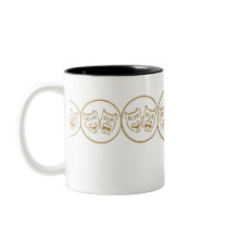Drama Masks (White & Gold) Coffee Mug