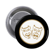 Drama Masks (White & Gold) Pins