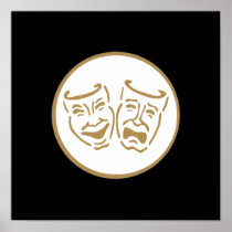Drama Masks (White & Gold)