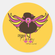 Drama Turkey - funny cartoon round stickers