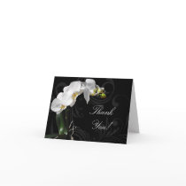 Dramatic Black and White Orchid Thank You Cards