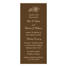 Dramatic Monogram Wedding Invitation (Brown)