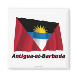 Drapeau Antigua-et-Barbuda avec le nom en français Magnet