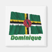 Drapeau Dominique avec le nom en français Fridge Magnet