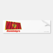 Drapeau Monténégro avec le nom en français Bumper Stickers