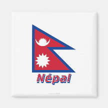 Drapeau Népal avec le nom en français Magnets