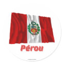 Drapeau Pérou avec le nom en français stickers