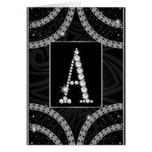 Draped In Diamonds - Initial A Greeting Card