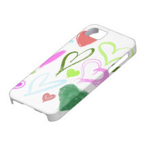 Drawn Love Romance Hearts Red Blue Pink Green iPhone 5 Cover
