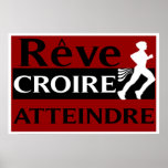 Dream Believe Achieve French Running Poster