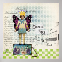 Dream Big Altered Art Vintage Collage Poster