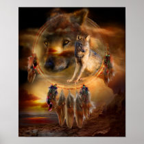 Dream Catcher - WolfLand Art Poster/Print