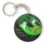 Dream Green Masquerade Mask Inspirational Keychain